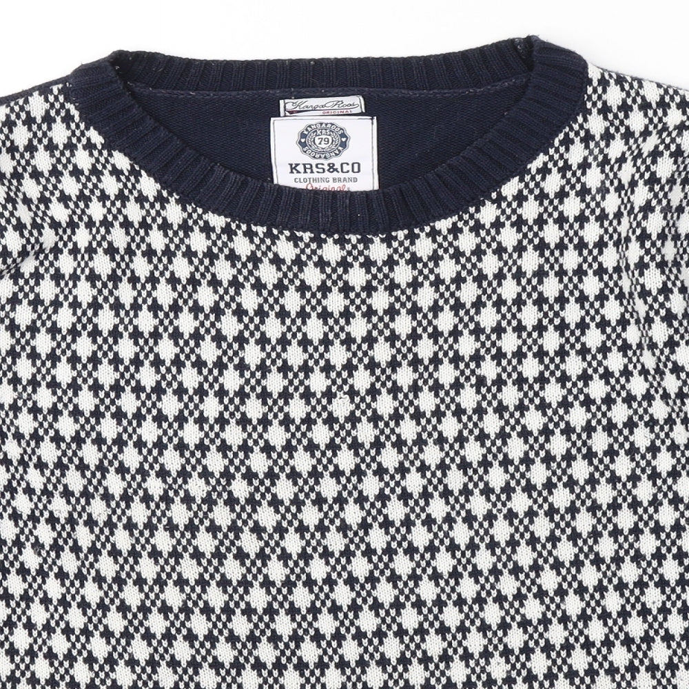 KangaROOS Womens Blue Round Neck Plaid Cotton Pullover Jumper Size 10