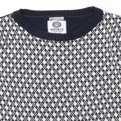KangaROOS Womens Blue Round Neck Plaid Cotton Pullover Jumper Size 10