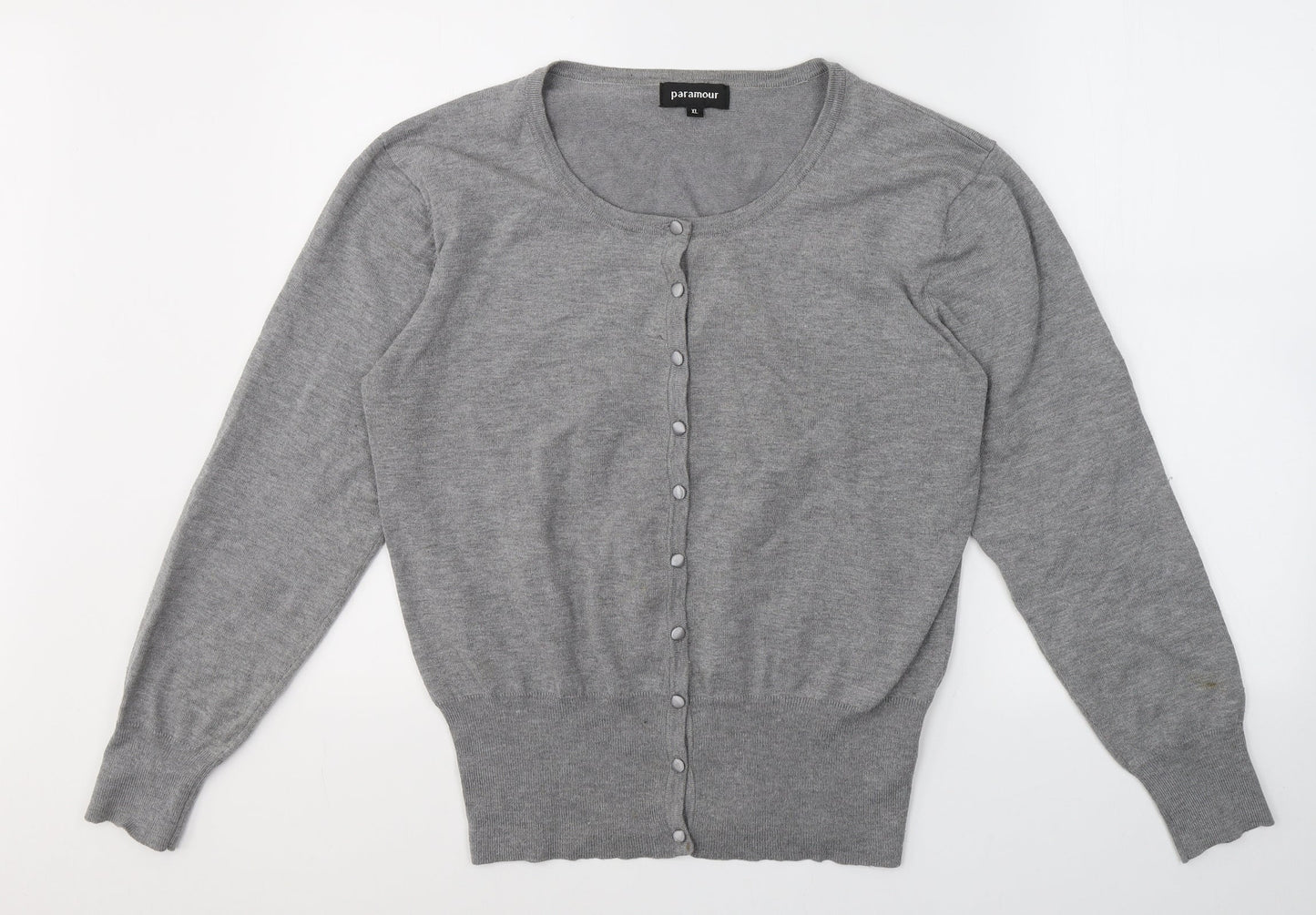 Paramour Womens Grey V-Neck  Viscose Cardigan Jumper Size XL