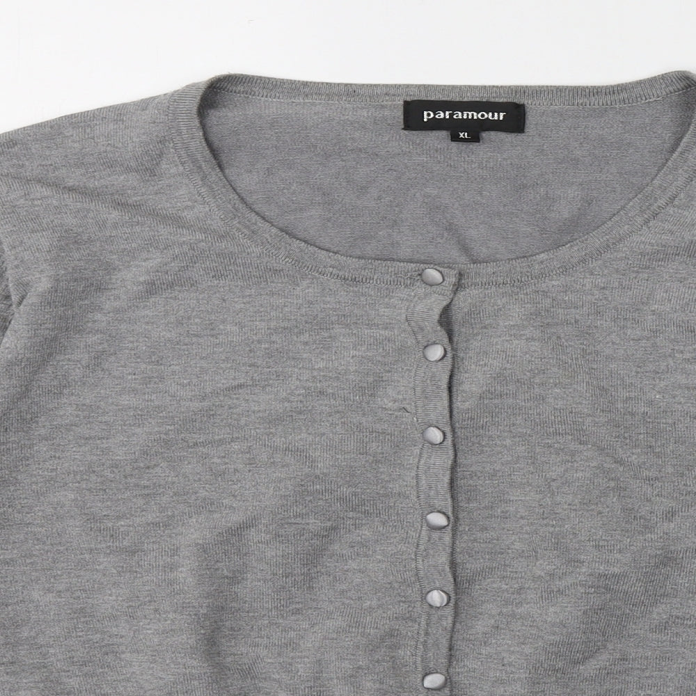 Paramour Womens Grey V-Neck  Viscose Cardigan Jumper Size XL