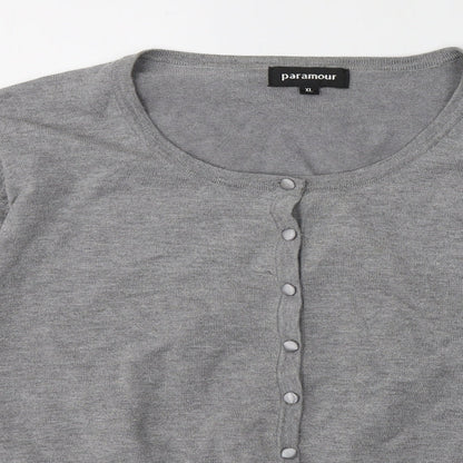 Paramour Womens Grey V-Neck  Viscose Cardigan Jumper Size XL