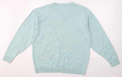 WOODVILLE Mens Blue V-Neck  Cotton Pullover Jumper Size 2XL