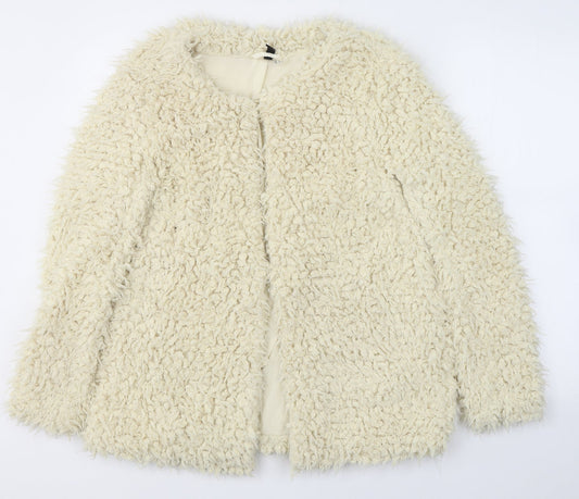 Divided by H&M Womens Ivory V-Neck  Polyester Cardigan Jumper Size 12