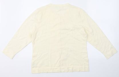 Charter Club Womens Ivory Round Neck Floral Polyester Cardigan Jumper Size L