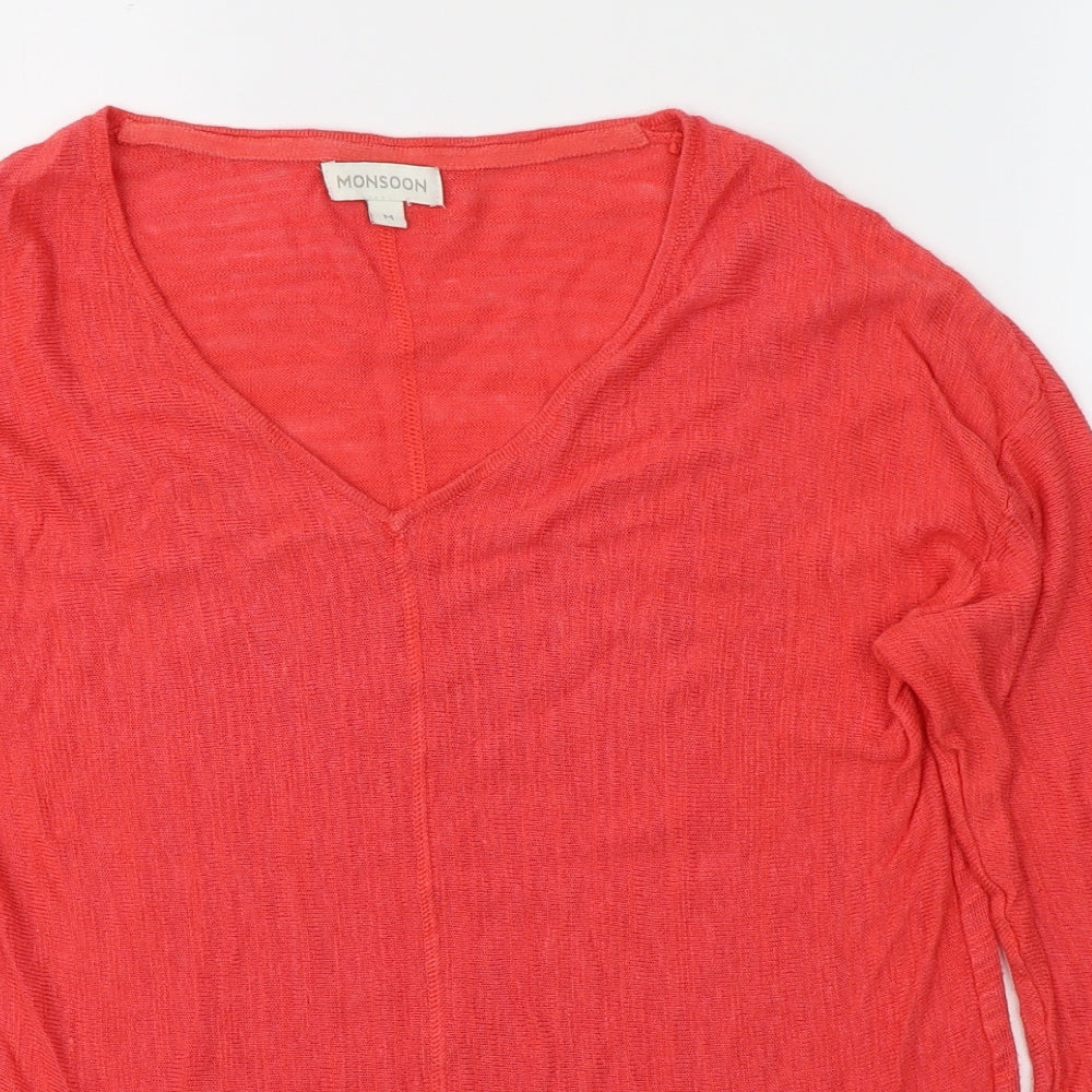 Womens UK Size M Monsoon Red Basic T-Shirt