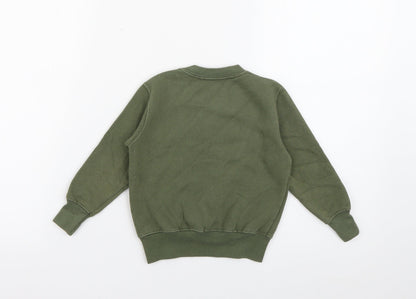 Preworn Girls Green  Cotton Pullover Sweatshirt Size 2 Years   - Matilda Khaki