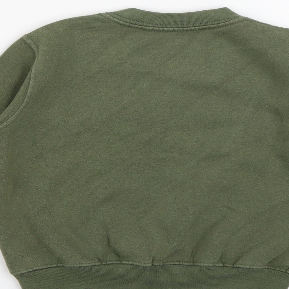Preworn Girls Green  Cotton Pullover Sweatshirt Size 2 Years   - Matilda Khaki