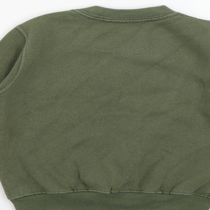 Preworn Girls Green  Cotton Pullover Sweatshirt Size 2 Years   - Matilda Khaki