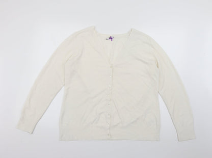 British Home Stores  Womens Ivory V-Neck  Acrylic Cardigan Jumper Size 18
