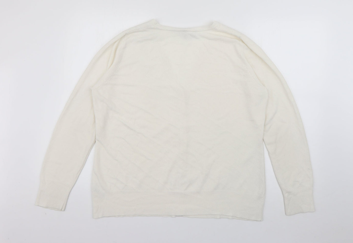 British Home Stores  Womens Ivory V-Neck  Acrylic Cardigan Jumper Size 18