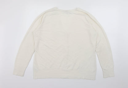 British Home Stores  Womens Ivory V-Neck  Acrylic Cardigan Jumper Size 18