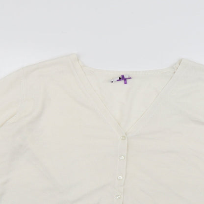British Home Stores  Womens Ivory V-Neck  Acrylic Cardigan Jumper Size 18