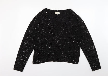 Knitwear Originals Womens Black V-Neck  Acrylic Cape Jumper Size L