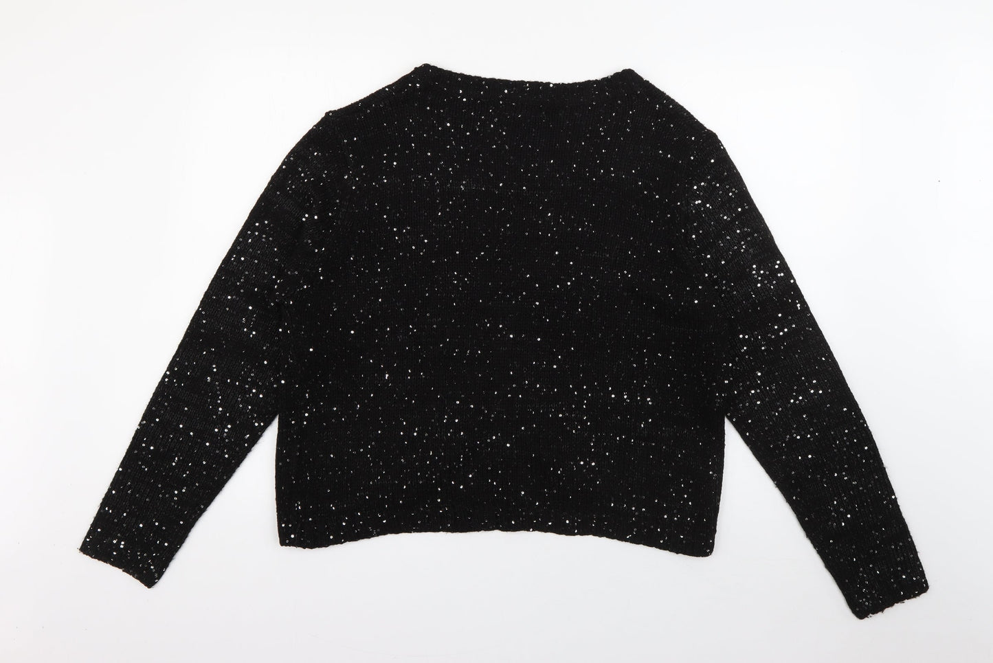 Knitwear Originals Womens Black V-Neck  Acrylic Cape Jumper Size L