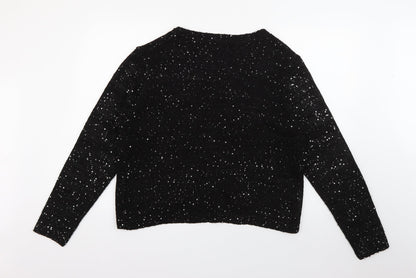 Knitwear Originals Womens Black V-Neck  Acrylic Cape Jumper Size L