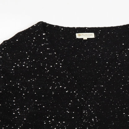 Knitwear Originals Womens Black V-Neck  Acrylic Cape Jumper Size L