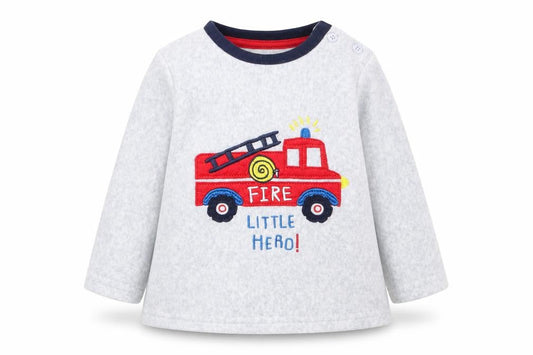 Primark Boys Grey Solid Polyester Cami Pyjama Top Size 6-9 Months   - fire engine