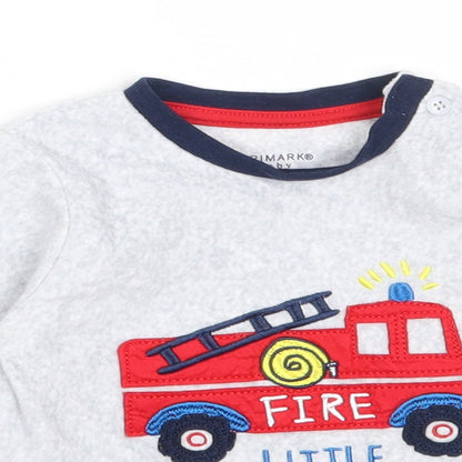 Primark Boys Grey Solid Polyester Cami Pyjama Top Size 6-9 Months   - fire engine