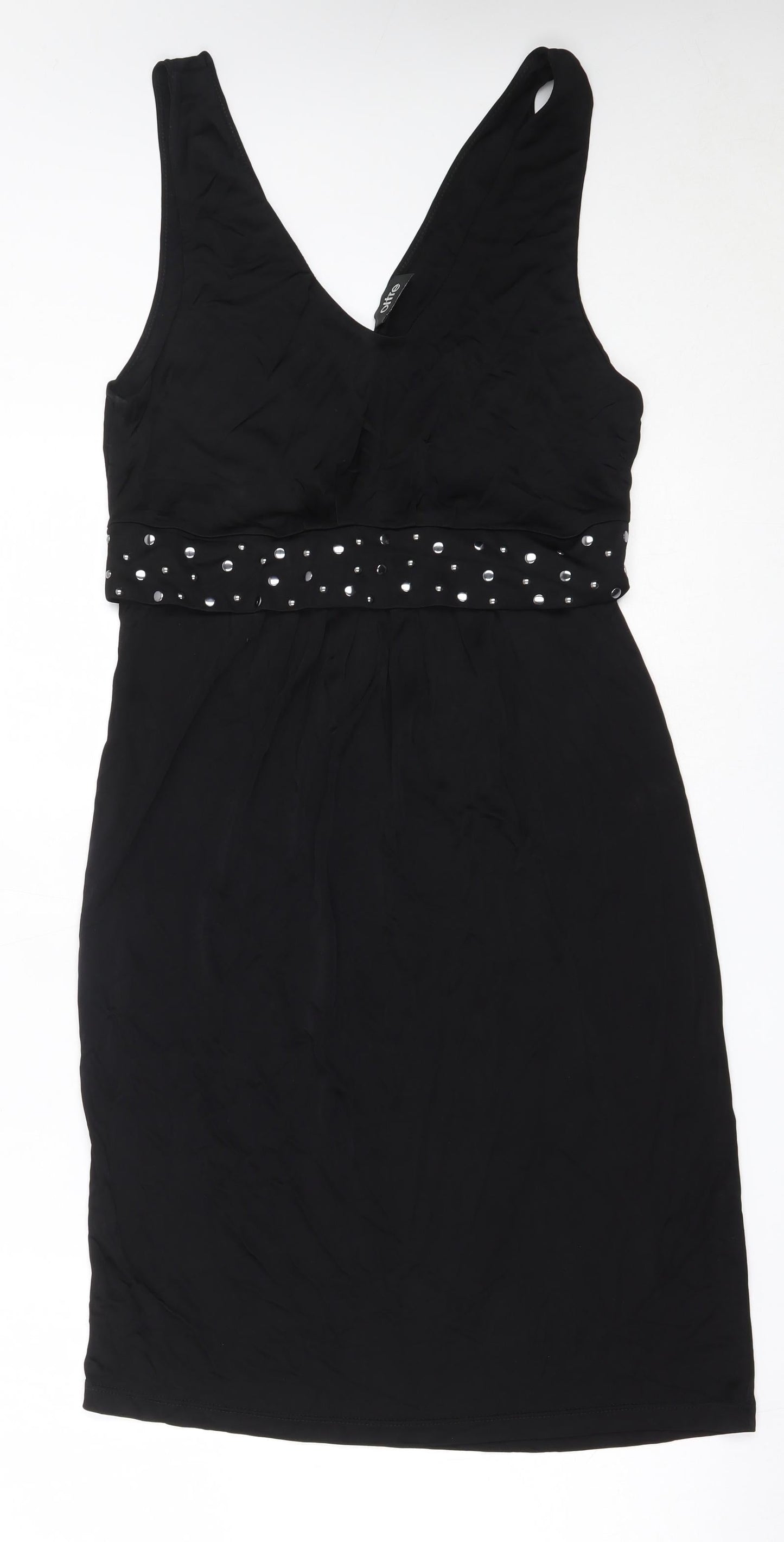Oltre Womens Black  Viscose Fit & Flare  Size XL  V-Neck