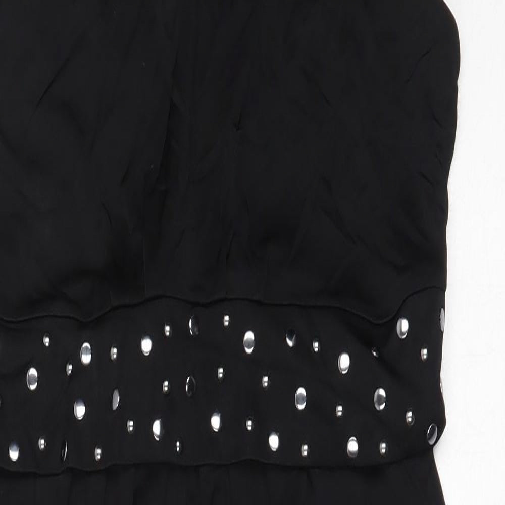 Oltre Womens Black  Viscose Fit & Flare  Size XL  V-Neck