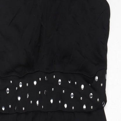 Oltre Womens Black  Viscose Fit & Flare  Size XL  V-Neck