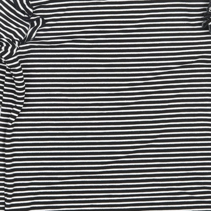F&F Girls Black High Neck Striped Polyester Pullover Jumper Size 10-11 Years