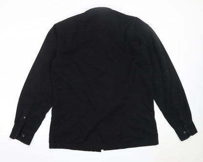 Refined Mens Black  Polyester  Button-Up Size L Collared