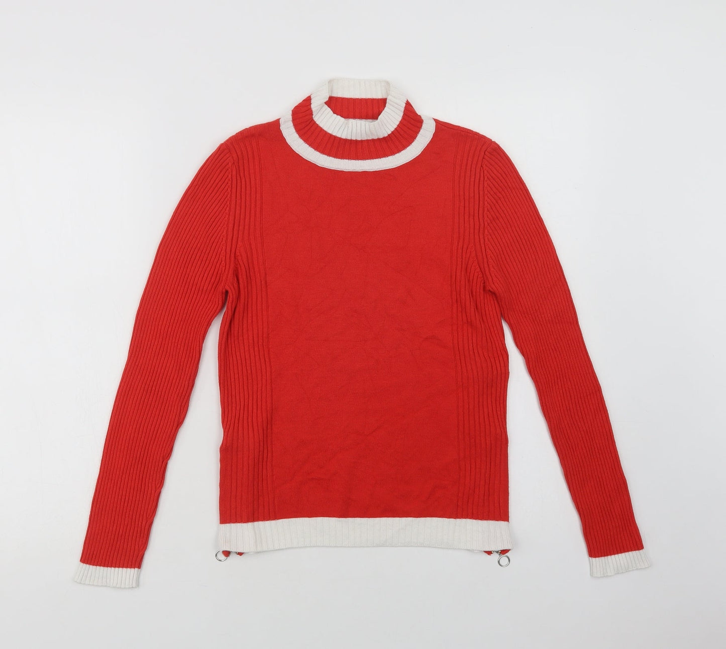 Marks and Spencer Womens Red Mock Neck  Viscose Pullover Jumper Size 10