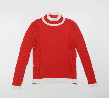 Marks and Spencer Womens Red Mock Neck  Viscose Pullover Jumper Size 10