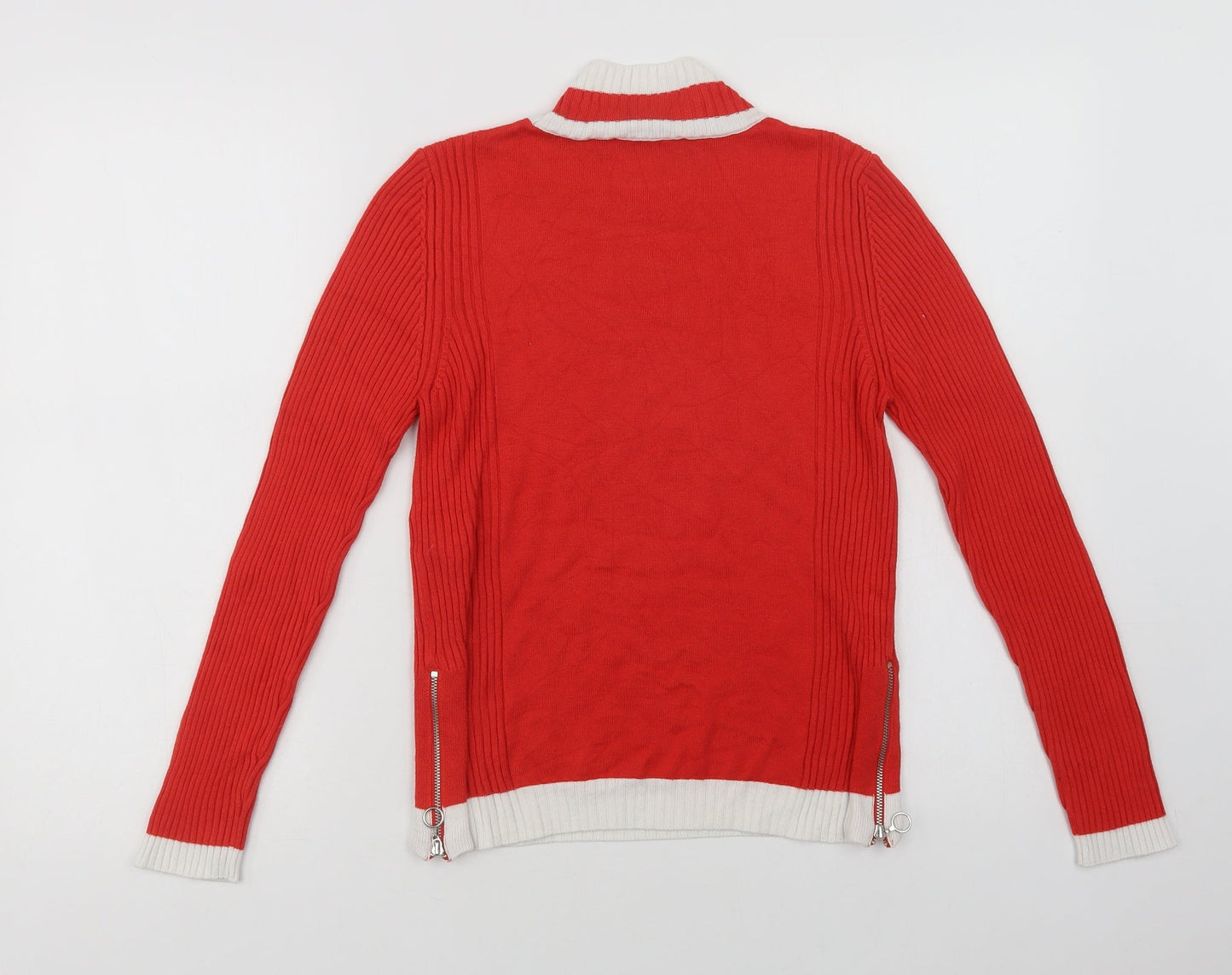 Marks and Spencer Womens Red Mock Neck  Viscose Pullover Jumper Size 10