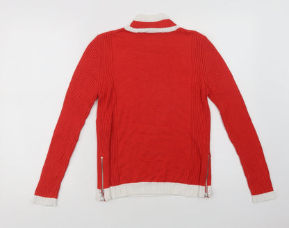 Marks and Spencer Womens Red Mock Neck  Viscose Pullover Jumper Size 10
