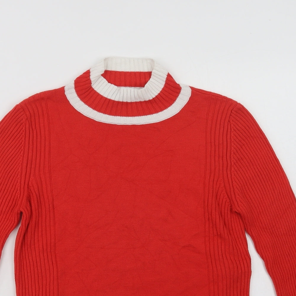 Marks and Spencer Womens Red Mock Neck  Viscose Pullover Jumper Size 10
