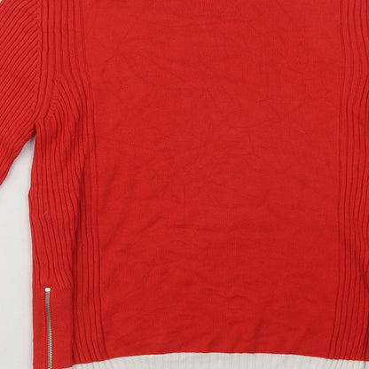 Marks and Spencer Womens Red Mock Neck  Viscose Pullover Jumper Size 10