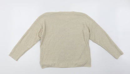 George Womens Beige Crew Neck  Acrylic Pullover Jumper Size 12   - Rose