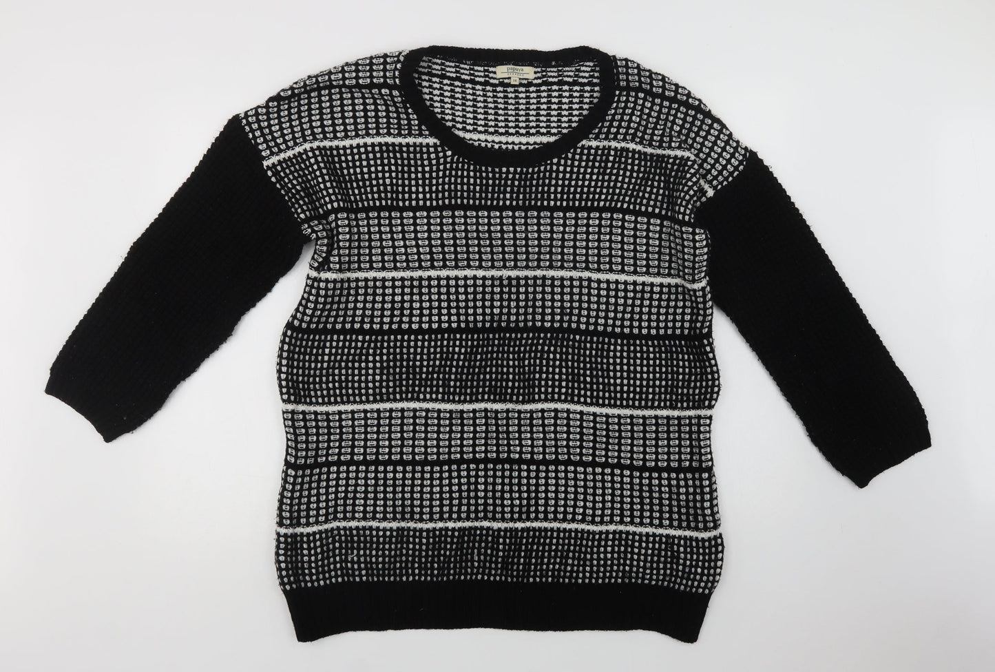Womens UK Size 14 Papaya Black Pullover Jumper