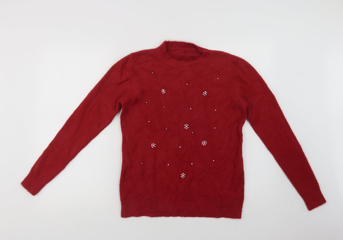 Womens UK Size M Preworn Red Shrug Jumper