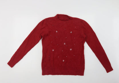 Womens UK Size M Preworn Red Shrug Jumper