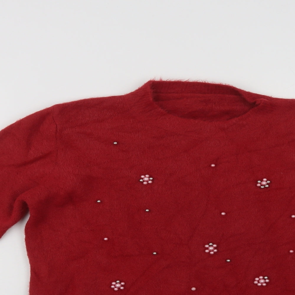 Womens UK Size M Preworn Red Shrug Jumper