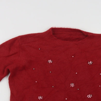 Womens UK Size M Preworn Red Shrug Jumper