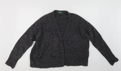 Benett Womens Grey V-Neck   Cardigan Jumper Size S