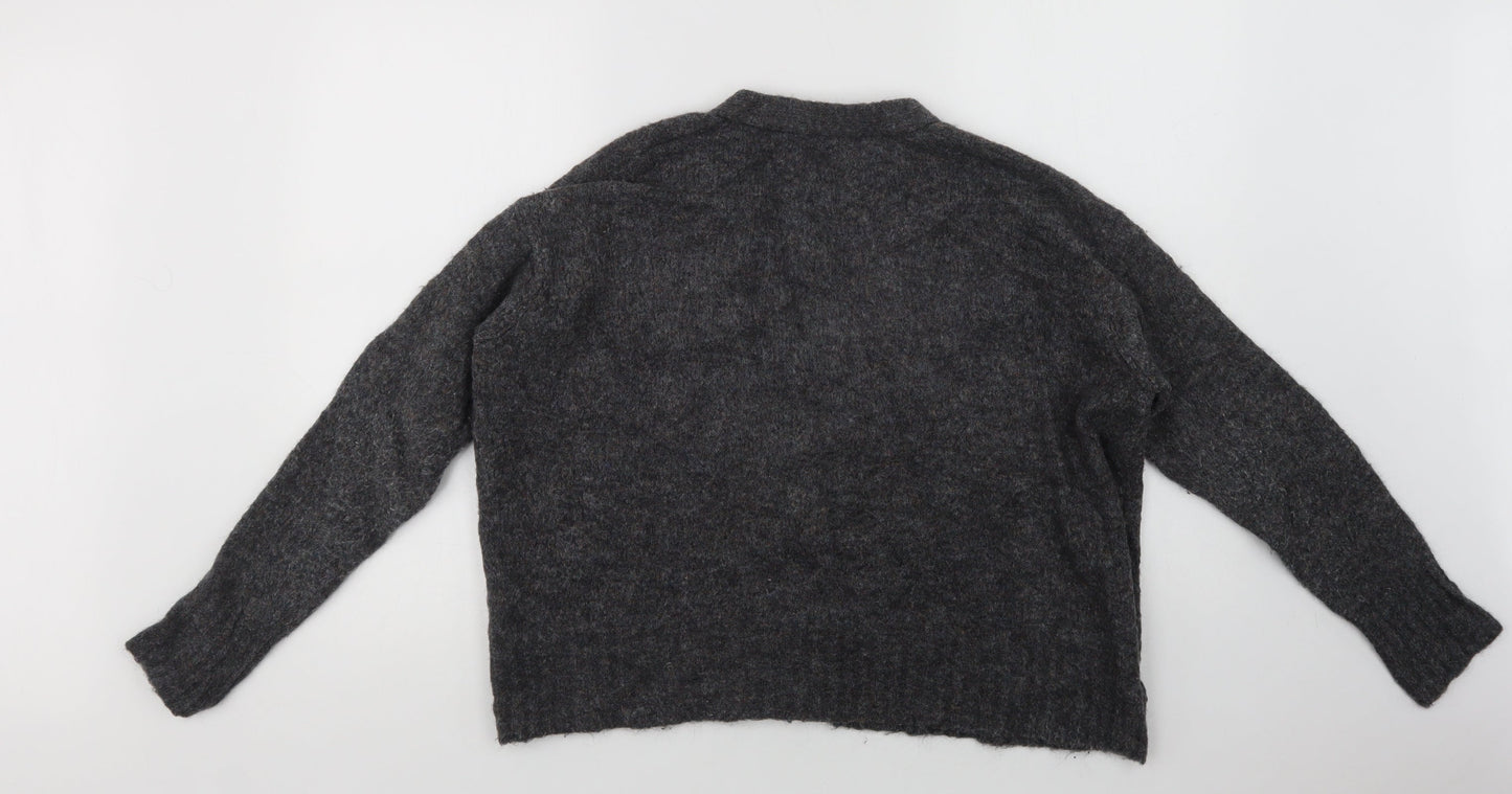 Benett Womens Grey V-Neck   Cardigan Jumper Size S