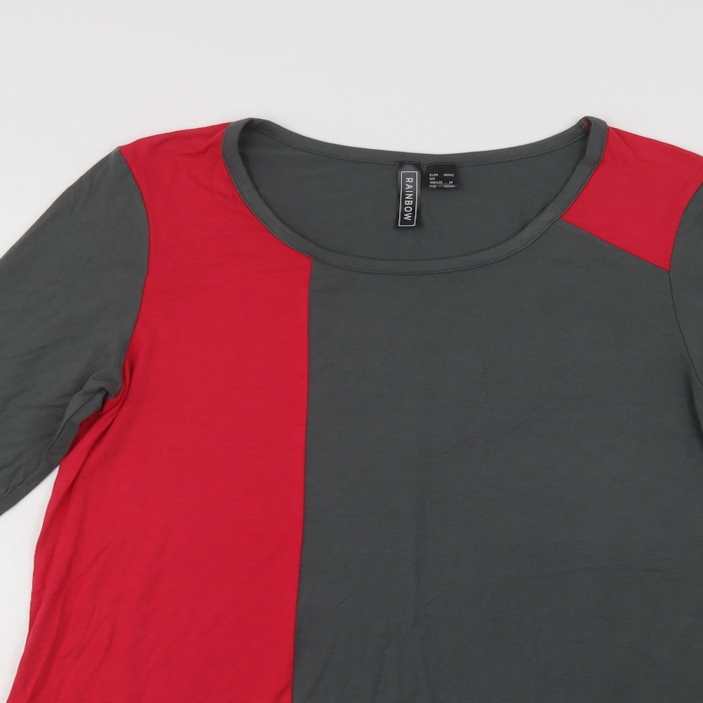 Womens UK Size M Rainbow Grey Basic Blouse