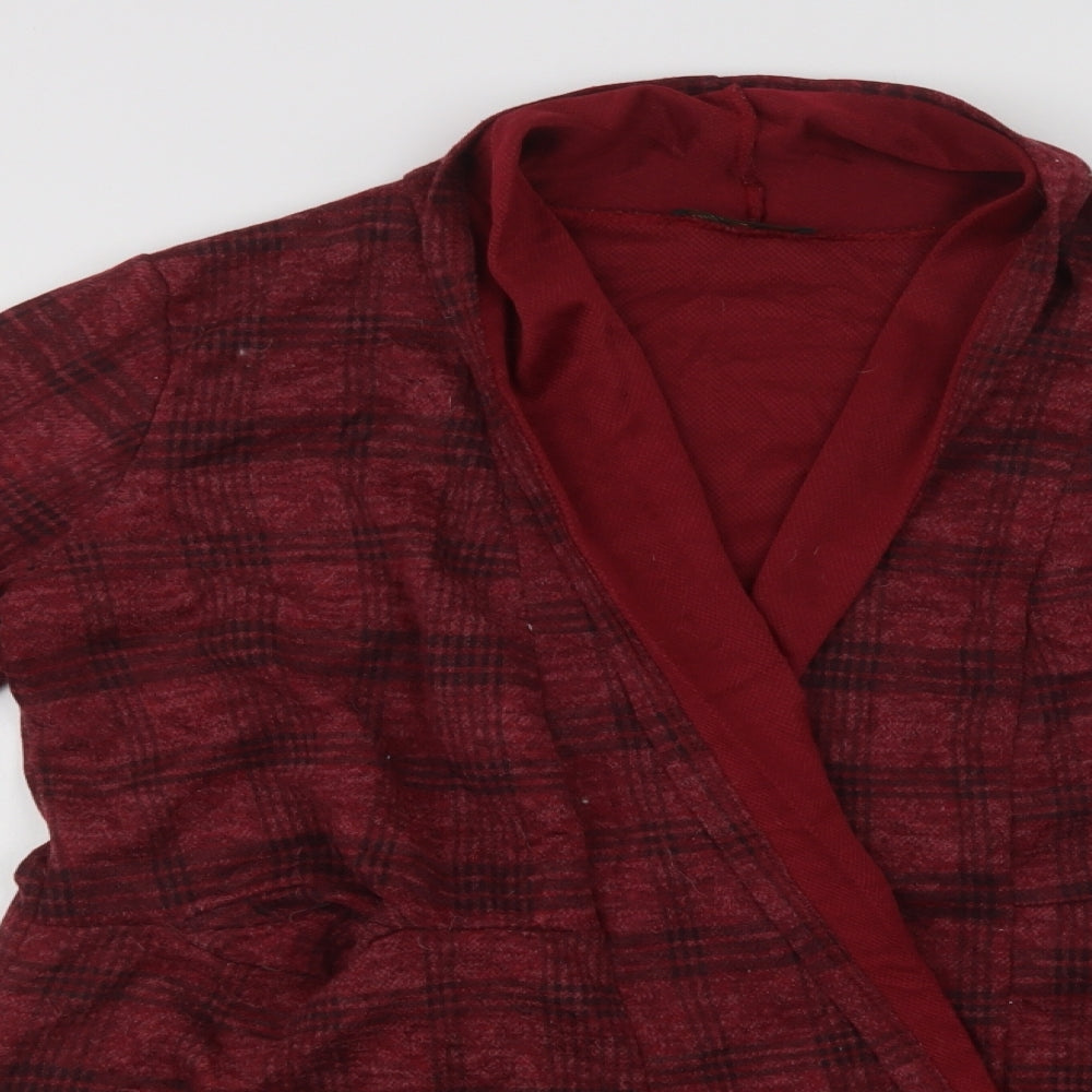Maysa London Womens Red V-Neck Check  Cardigan Jumper Size L