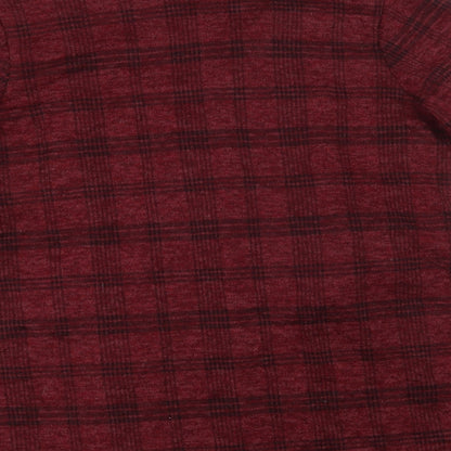 Maysa London Womens Red V-Neck Check  Cardigan Jumper Size L