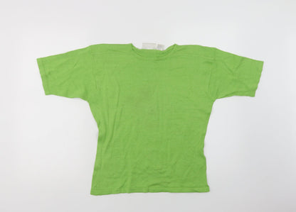 Nordstrom Womens Green  Cotton Basic Blouse Size M Crew Neck