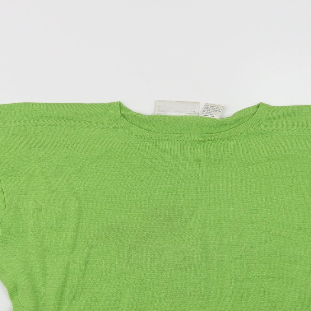 Nordstrom Womens Green  Cotton Basic Blouse Size M Crew Neck