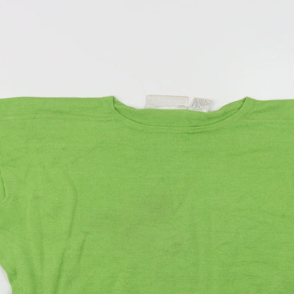 Nordstrom Womens Green  Cotton Basic Blouse Size M Crew Neck