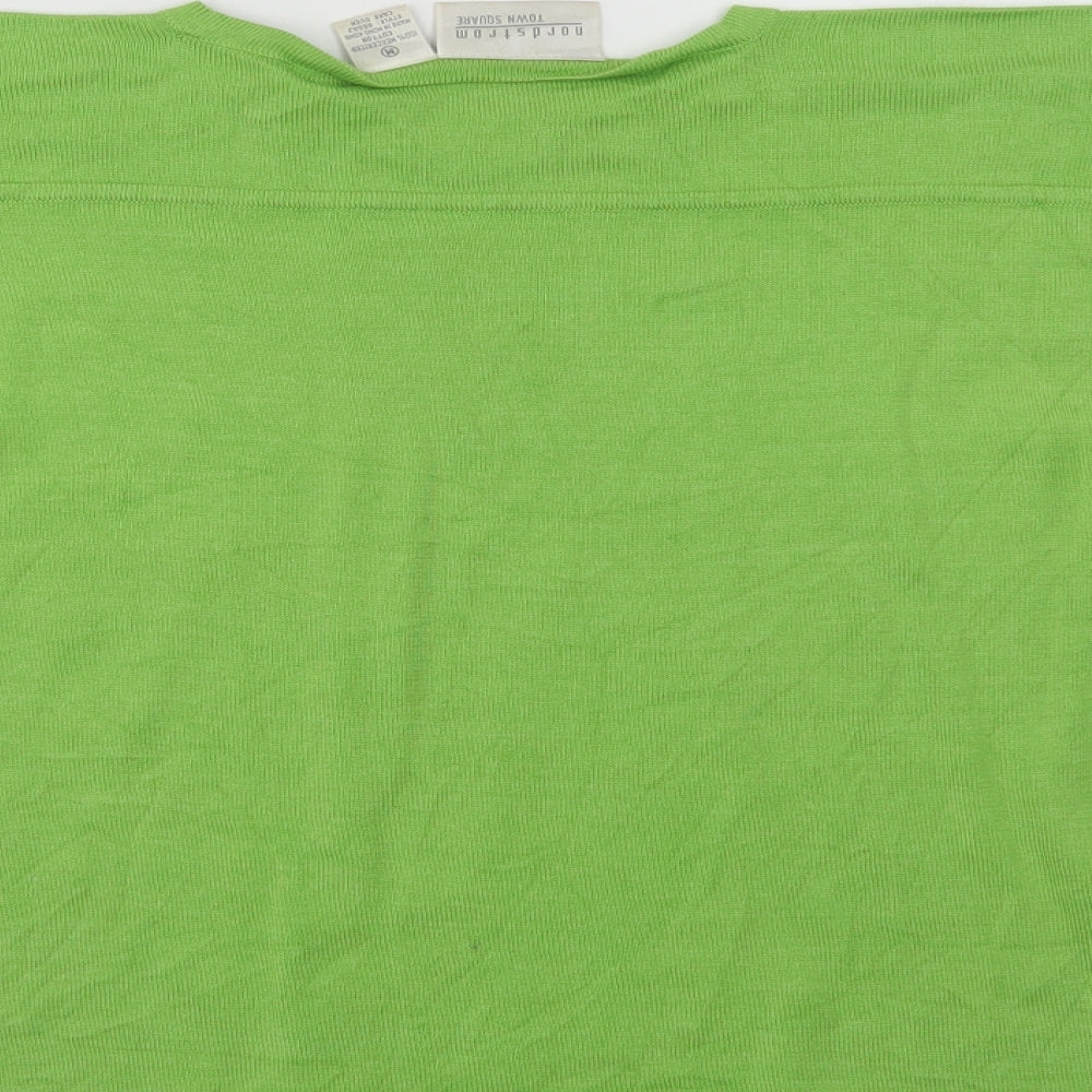 Nordstrom Womens Green  Cotton Basic Blouse Size M Crew Neck