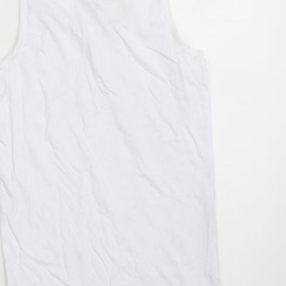 Preworn Girls White  100% Cotton Camisole Tank Size 8-9 Years Scoop Neck