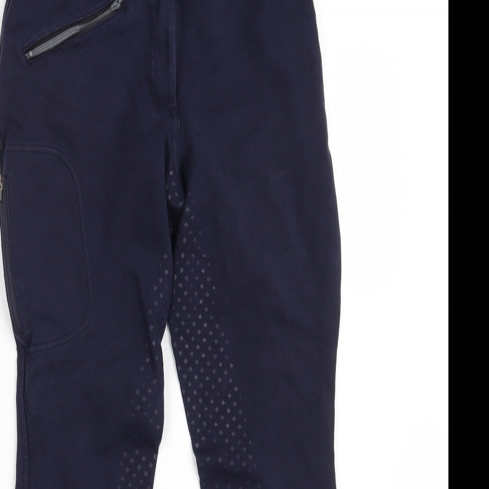 DECATHLON Womens Blue  Cotton Compression Trousers Size S L26 in Slim Zip